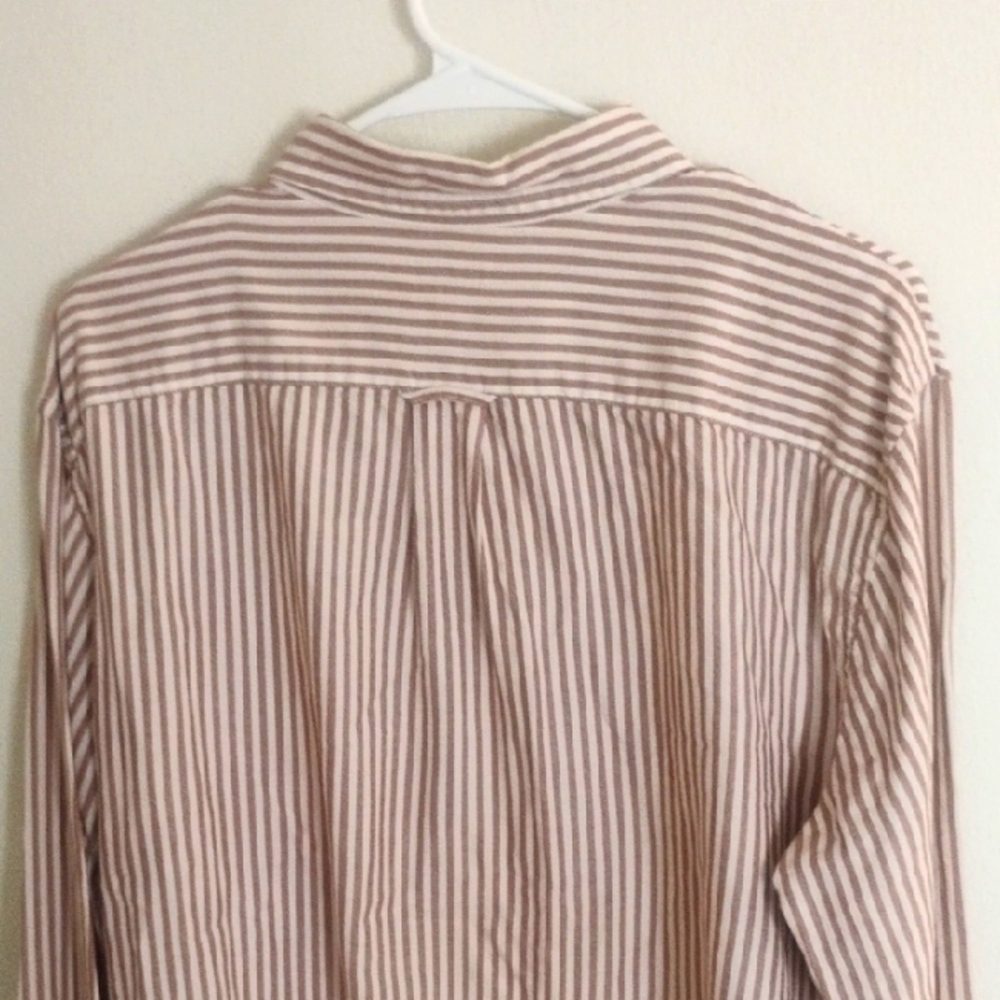 L.L. Bean Casual Button Down Shirt Brown and White Mens Large - Picture 4 of 5